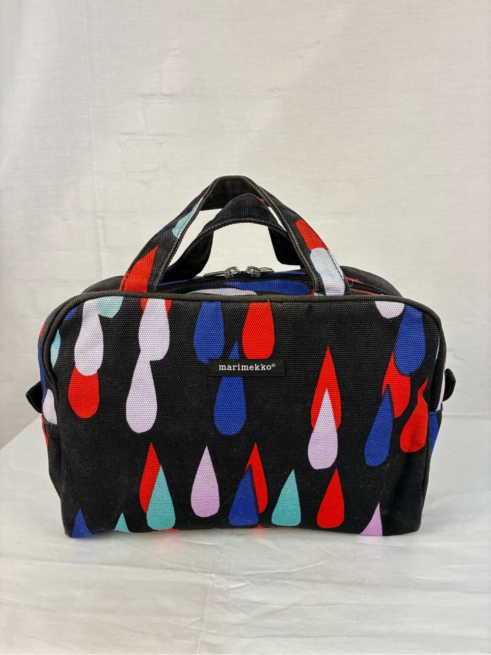 Marimekko Pisaroi Navy Raindrop Print Cosmetic Bag